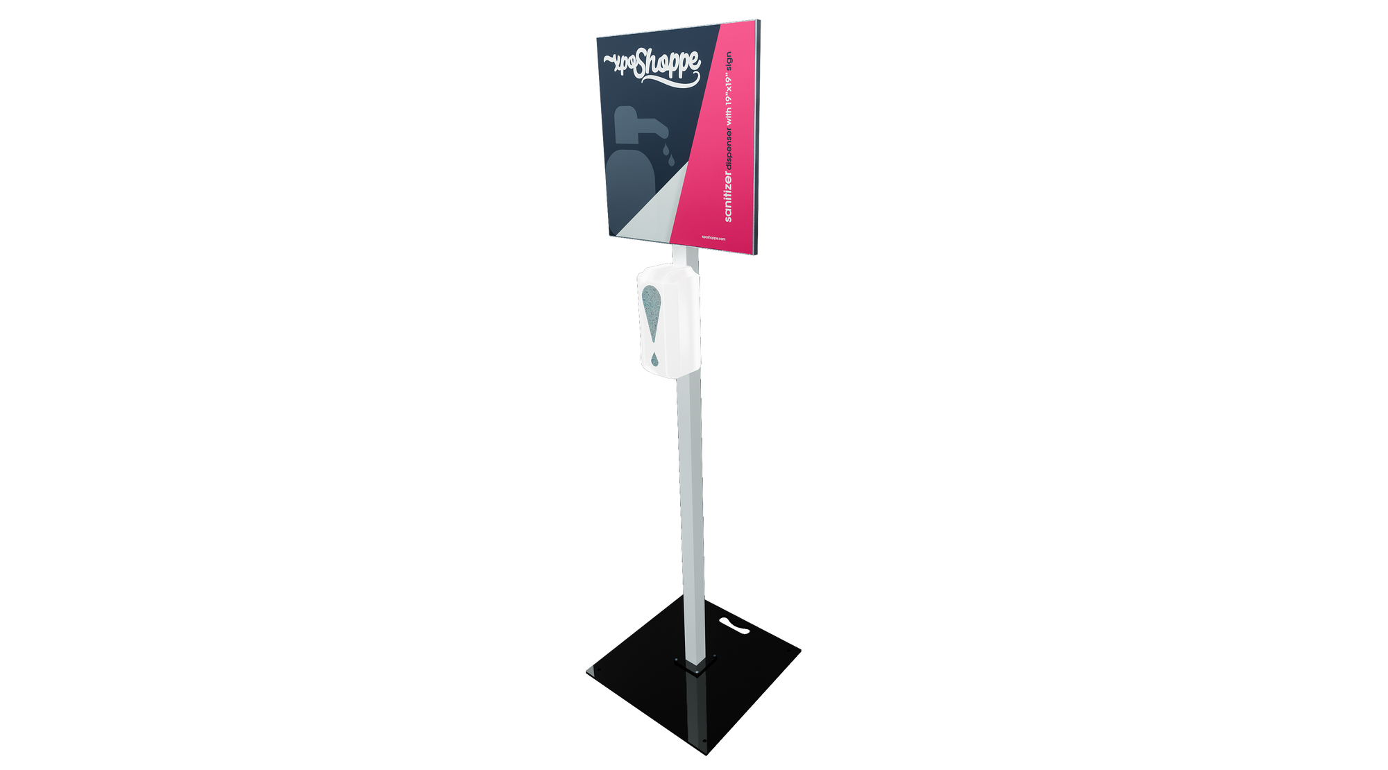 panoramic pole sanitizer dispenser with sign