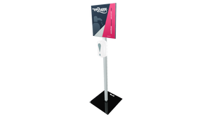 panoramic pole sanitizer dispenser with sign